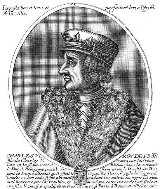 Charles VI, 53ème roi de France - gravure de Daret - Gravure  reproduite puis restaurée par © Norbert Pousseur