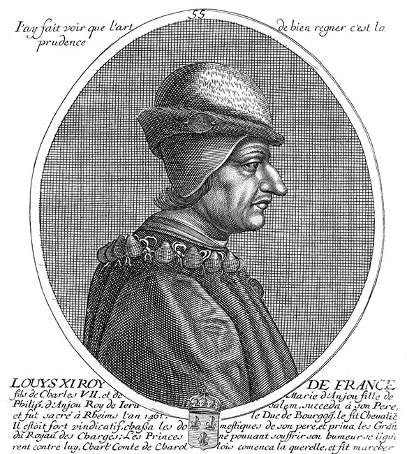 Louis XI, 55ème roi de France - gravure de Daret - Gravure  reproduite puis restaurée par © Norbert Pousseur
