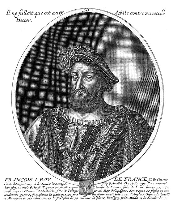 François Ier, 58ème roi de France - gravure de Daret - Gravure  reproduite puis restaurée par © Norbert Pousseur