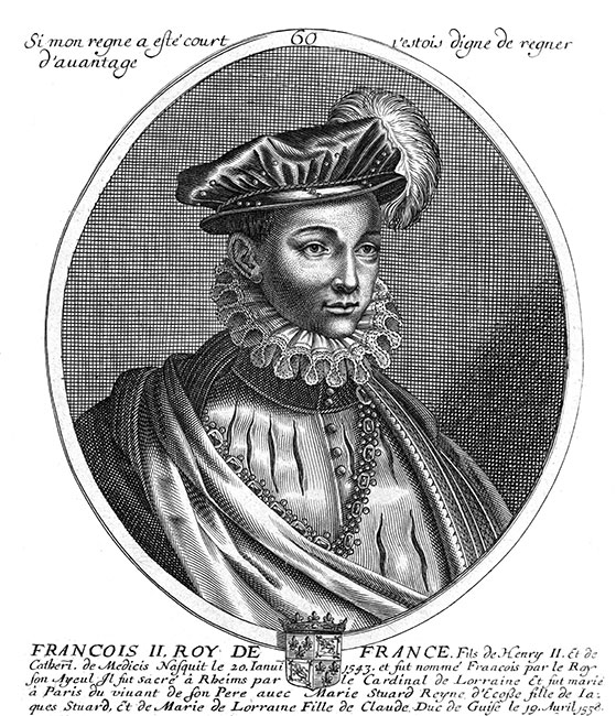 François II, 60ème roi de France - gravure de Daret - Gravure  reproduite puis restaurée par © Norbert Pousseur