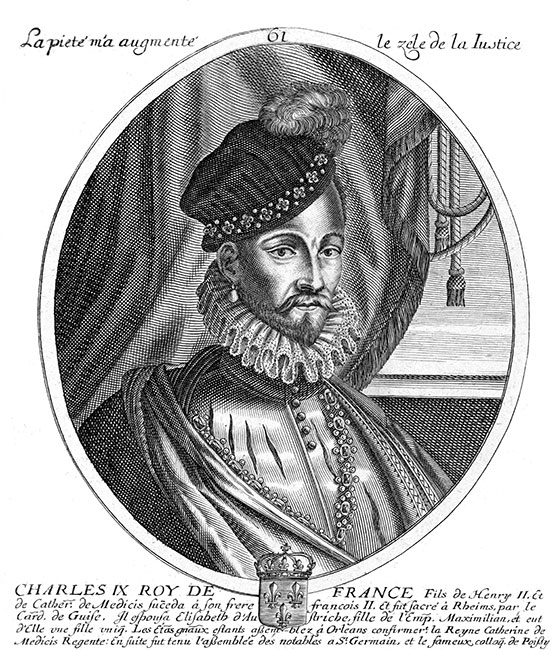 Charles IX, 61ème roi de France - gravure de Daret - Gravure  reproduite puis restaurée par © Norbert Pousseur