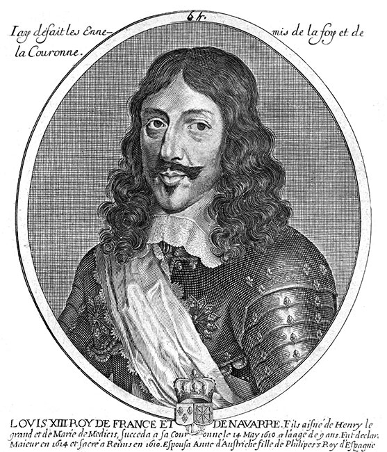 Louis XIII, 64ème roi de France - gravure de Daret - Gravure  reproduite puis restaurée par © Norbert Pousseur