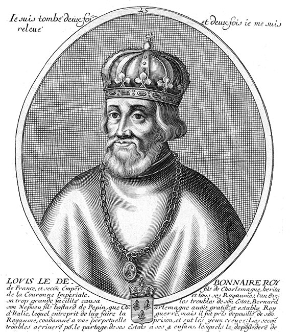 Louis le Débonnaire, 25ème roi de France - gravure de Daret - Gravure  reproduite puis restaurée par © Norbert Pousseur