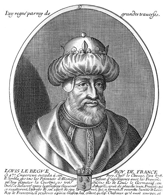 Louis le Bègue, 27ème roi de France - gravure de Daret - Gravure  reproduite puis restaurée par © Norbert Pousseur