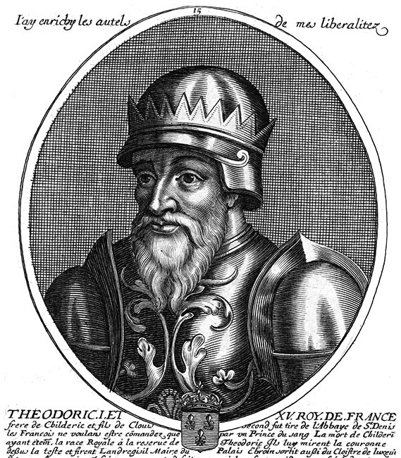 Théodoric 1er, roi de France - gravure de Daret - Gravure  reproduite puis restaurée par © Norbert Pousseur