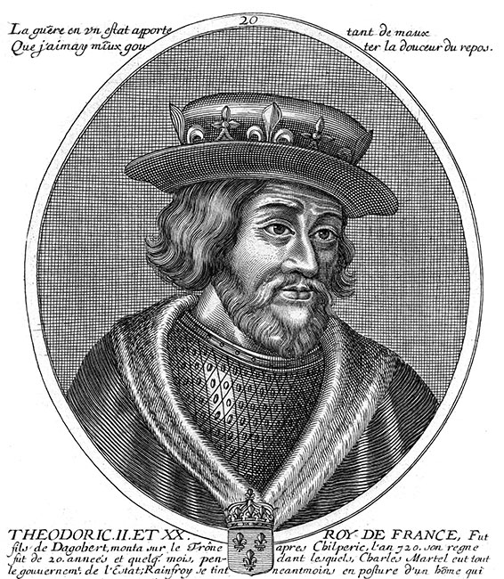 Théodoric II, roi de France - gravure de Daret - Gravure  reproduite puis restaurée par © Norbert Pousseur