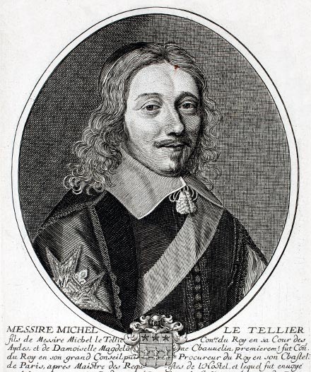 Michel le Tellier - gravure de Daret - Gravure  reproduite puis restaurée par © Norbert Pousseur
