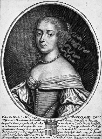 Anne Elisabeth de Vendôme - gravure de Daret - Gravure  reproduite puis restaurée par © Norbert Pousseur