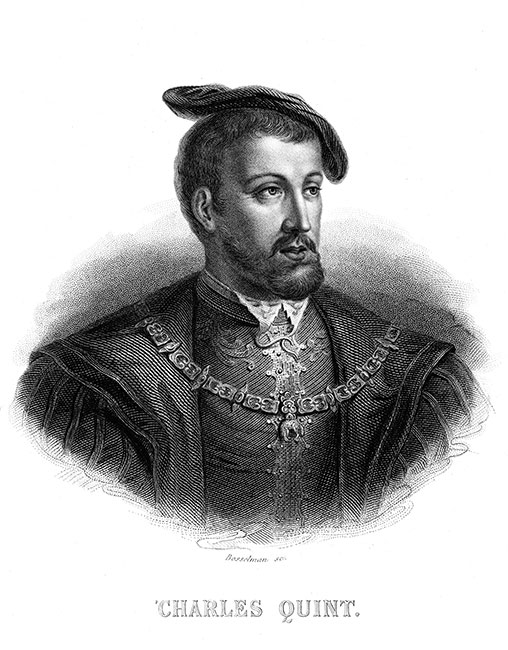 Carlos V, Rey de España - Grabado de Bosselman reproducido y restaurado por © Norbert Pousseur