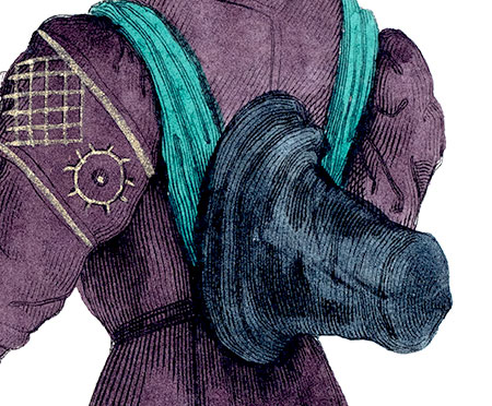 Chapeau porté par Alain Chartier, dessin de Léopold Massard - reproduction © Norbert Pousseur Chapeau porté par Alain Chartier, dessin de Léopold Massard - reproduction © Norbert Pousseur