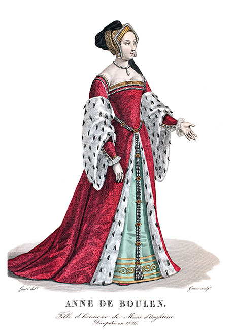 Anne de Boulen, dessinée  par Louis-Marie Lanté - Gravure reproduite puis restaurée par © Norbert Pousseur