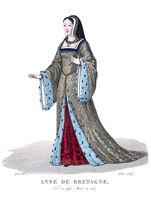 Anne de Bretagne, dessinée  par Louis-Marie Lanté - Gravure reproduite puis restaurée par © Norbert Pousseur