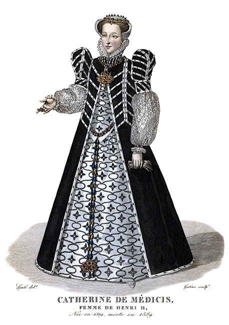 Catherine de M&eacute;dicis, 
gravure de Pierrre-Louis Lant&eacute; reproduite puis restaur&eacute;e num&eacute;riquement par &copy; Norbert Pousseur
