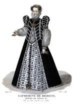 Pour zoom : Catherine de M&eacute;dicis, 
gravure de Pierrre-Louis Lant&eacute; reproduite puis restaur&eacute;e num&eacute;riquement par &copy; Norbert Pousseur