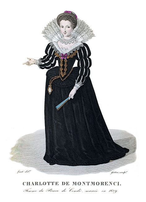 Charlotte de Montmorency, gravure de Louis-Marie Lant&eacute;, reproduite puis restaur&eacute;e par &copy; Norbert Pousseur