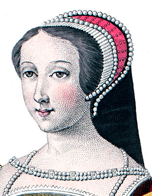 Chaperon d'une dame de Cour sous François Ier - détail de gravure reproduite puis corrigée numériquement par  © Norbert Pousseur