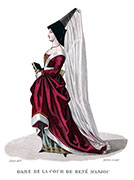 Vignette : Dame de Cour de René d'Anjou - Gravure  de Louis-Marie Lanté reproduite puis restaurée par © Norbert Pousseur