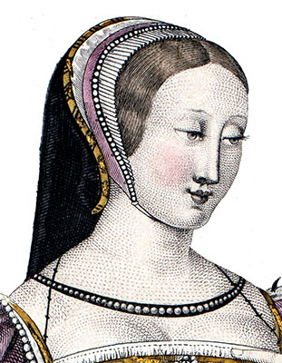 Chaperon de Diane de Poitiers - détail de gravure reproduite puis corrigée numériquement par  © Norbert Pousseur