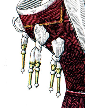 Taillades sur une manche d'Anne d&rsquo;Alen&ccedil;on - d&eacute;tail de gravure reproduitye par &copy; Norbert Pousseur