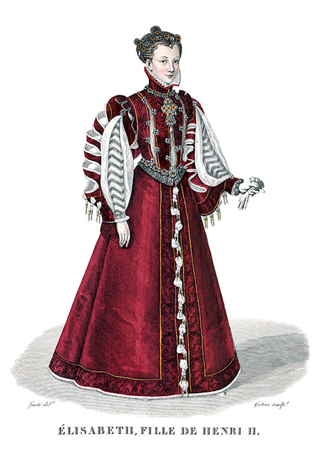 Elisabeth, fille d'Henri II, reine d'Espagne - Gravure de Lant&eacute;,  reproduite puis restaur&eacute;e par &copy; Norbert Pousseur