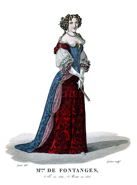 Marie-Angélique Scoraille de Roussille, duchesse de Fontanges, gravure de Louis-Marie Lanté, reproduite puis restaurée par © Norbert Pousseur