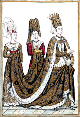 Vignette d'Isabeau de Bavière et ses deux suivantes - gravure reproduite par la © BNF puis restaurée numériquement par © Norbert Pousseur Vignette d'Isabeau de Bavière et ses deux suivantes - gravure reproduite par la © BNF puis restaurée numériquement par © Norbert Pousseur