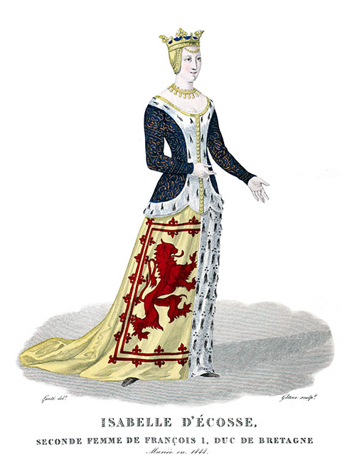 Isabelle
d'Ecosse  - Gravure  de Pierre Lamésangère reproduite puis restaurée par © Norbert Pousseur