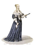 Zoom pour Dame au 16&egrave;me si&egrave;cle sous Henri III - gravure reproduite et restaur&eacute;e par &copy; Norbert Pousseur