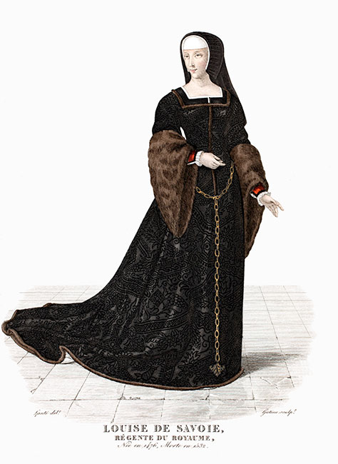 Louise de Savoie  - Gravure  de Louis-Marie Lant&eacute;, reproduite puis restaur&eacute;e par &copy; Norbert Pousseur