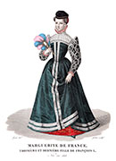 Vignette : Marguerite 
de France  - Gravure  de Louis-Marie Lanté reproduite puis restaurée par © Norbert Pousseur