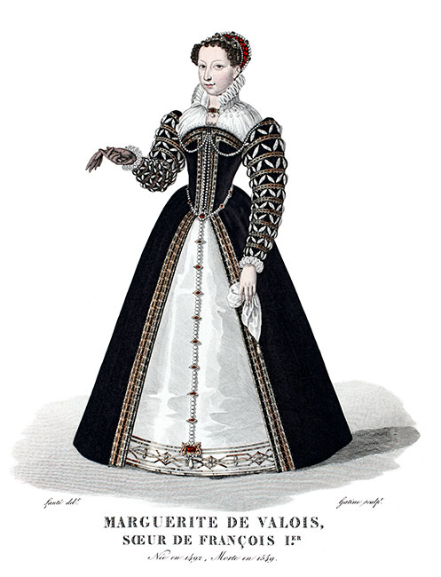 Marguerite de Valois, soeur de François Ier - Gravure  de Louis-Marie Lanté reproduite puis restaurée par © Norbert Pousseur