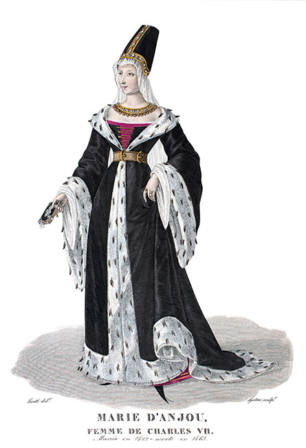 Marie d'Anjou, femme de Charles VII - Gravure  de Pierre Lamésangère reproduite puis restaurée par © Norbert Pousseur
