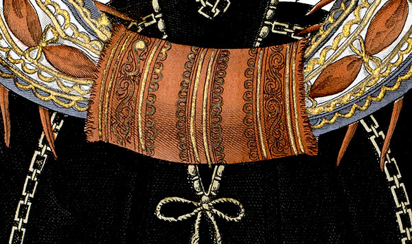 Manchon d'une demoiselle du 16&egrave;me si&egrave;cle, ese deux mains enfil&eacute;es - gravure reproduite et restaur&eacute;e par &copy; Norbert Pousseur