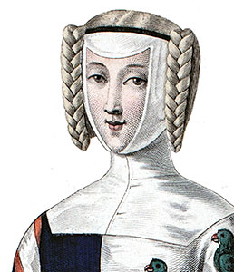 Coiffe et buste la la suivante d'Anne d'Auvergne - extrait de la gravure  de Pierre Lamésangère reproduite puis restaurée par © Norbert Pousseur
