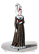 Vignette : Suivantes d'Isabeau de Bavière - Gravure  de Pierre Lamésangère reproduite puis restaurée par © Norbert Pousseur