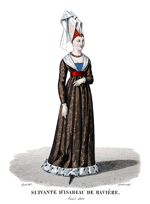 Suivante d'Isabeau de Bavière - Gravure  reproduite puis restaurée par © Norbert Pousseur