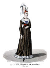 Pour Zoom : Suivante d'Isabeau de Bavière - Gravure  reproduite puis restaurée par © Norbert Pousseur