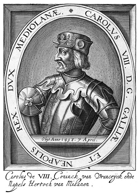Charles VIII, roi de France - Gravure  de Nicolas Clerck reproduite puis restaurée par © Norbert Pousseur