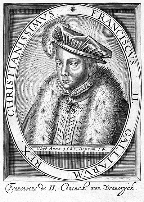François II roi de France - Gravure  de Nicolas Clerck reproduite puis restaurée par © Norbert Pousseur