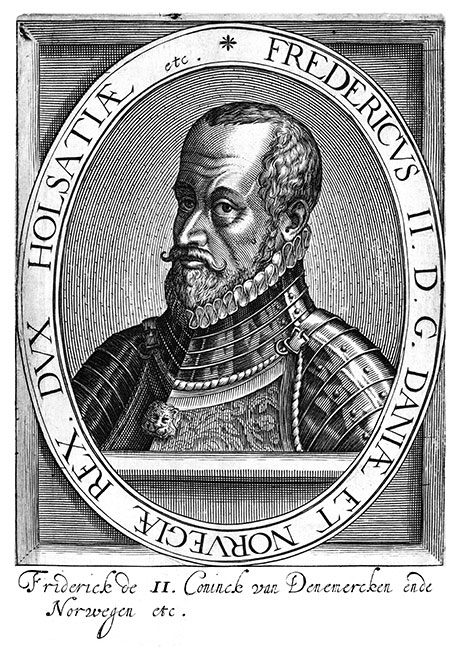 Fredrik II, konge av Danmark og Norge – Stikk av Nicolas Clerck, gjengitt og restaurert av © Norbert Pousseur
