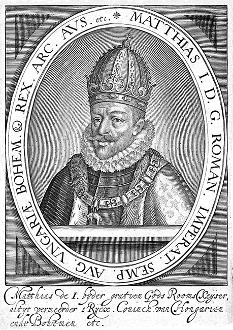 Matthias Ier, empereur, roi de Hongrie - Gravure  de Nicolas Clerck reproduite puis restaurée par © Norbert Pousseur