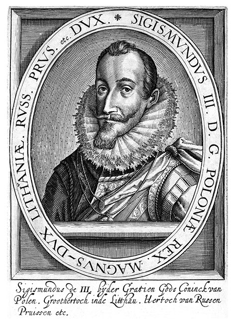 Zygmunt III, król Polski i inne tytuły – rycina Nicolasa Clercka, reprodukowana, a następnie odrestaurowana przez © Norbert Pousseur