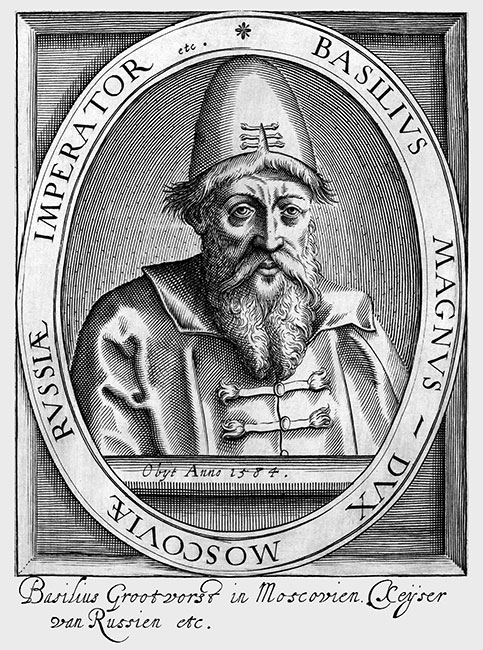 Василий Великий, великий князь Московский, царь России и т. д. (Иван Грозный) — гравюра Николаса Клерка, воспроизведенная и отреставрированная © Norbert Pousseur