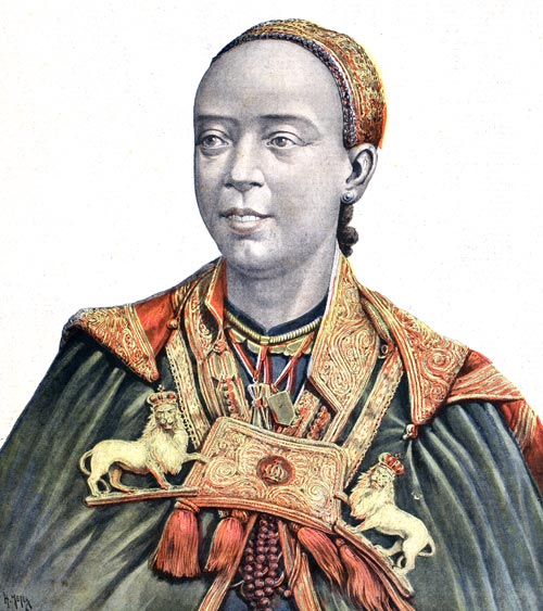Taïtou, impératrice d'Abyssinie - Gravure  reproduite puis restaurée par © Norbert Pousseur
