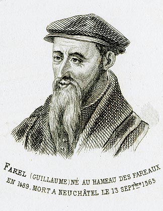 Guillaume Farel, personnage illustre du département des Alpes de Hautes-Provence - Gravure  reproduite puis restaurée par © Norbert Pousseur