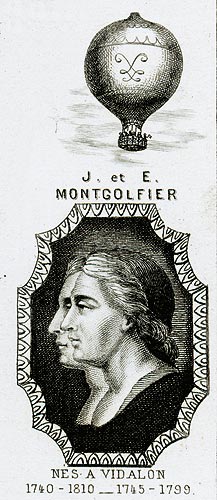 Les frères de Montgolfier, personnages illustres du département de l'Ardèche - Gravure  reproduite puis restaurée par © Norbert Pousseur