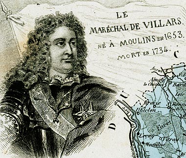 Claude duc de Villars , maréchal de France - Gravure  reproduite puis restaurée par © Norbert Pousseur