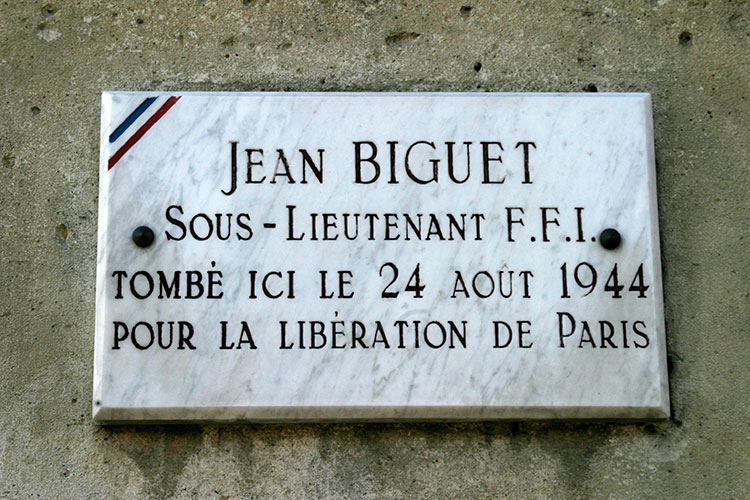 Jean Biguet, sous-lieutenant FFI, mort le 24 août 1994 pour la libération de Paris - © Norbert Pousseur