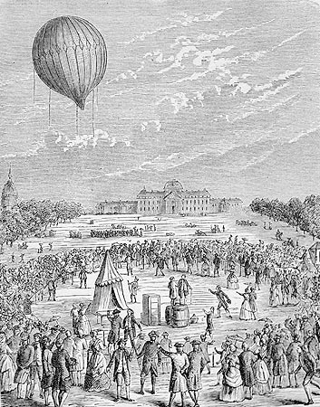 Premier aérostat à gaz en 1783 - Reproduction © Norbert Pousseur