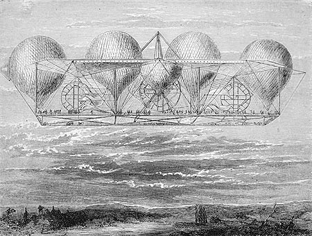 Vaisseau de ballons en 1850 de M. Petin - Reproduction © Norbert Pousseur